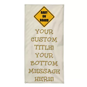 Vertical Vinyl Banner Multiple Sizes Baby Shower Custom Title Message Style 16 - Picture 1 of 6