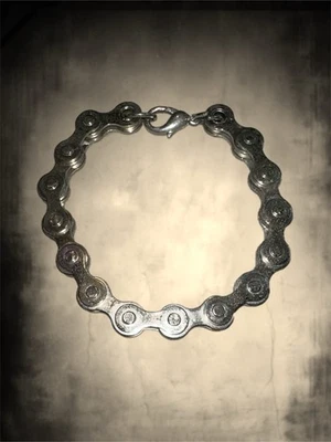 "Pulsera cadena bicicleta 8""L punk motociclista motocicleta motosierra acero inoxidable" Foto 1 de 4