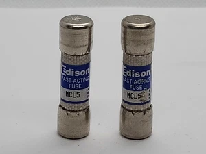 Lot of 2 -  EDISON  MCL5 600V 5A FAST ACTING FUSE [MG6-1] - Picture 1 of 3