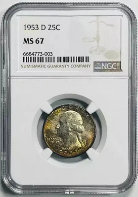 1953 D Washington Quarter NGC MS-67 Wow! - Image 1 of 2