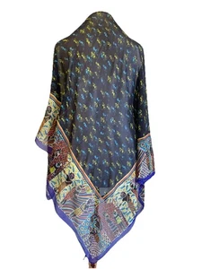 H5#Missoni Silk Scarf Abstract  Print Purple Border Square Ade In Italy  - Picture 1 of 6