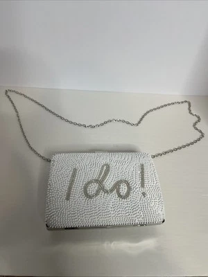 I Do Bride Beaded Clutch Handbag With Metal Strap - Image 1 of 4