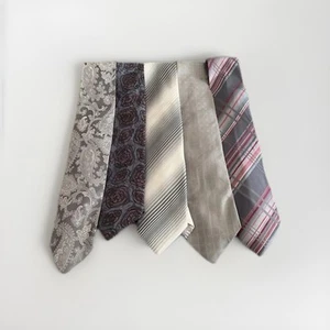 Vintage Mix Men's Patterned Mixed Material Designs Bundle Necktie Ties x5 - Picture 1 of 5