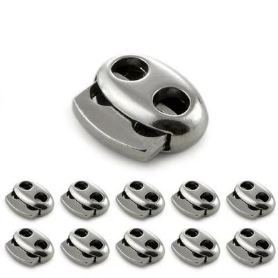 GANZOO Set edle Metall - Kordel-Stopper/Kordel-Klemme (Doppellochung) für Seile