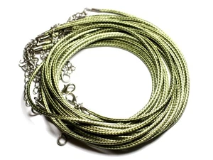 10pc - Colliers Tours de cou 45cm Coton Ciré 2mm Vert Kaki - 4558550004659  - Picture 1 of 1