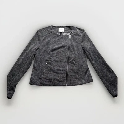 Chaqueta Catherine Malandrino Mujer L Estilo Pasarela Gris Moto Mármol Asimétrica Foto 1 de 4