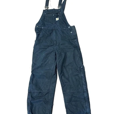 Carhartt Men's Loose Fit Firm Duck Insulated Bib Overalls, Black size medium  - Image 1 of 4