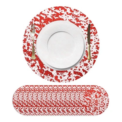 16 Stück rote runde Einweg-Tischsets, 13" Metallic-Glitzer-Folien-Netzmatten - Bild 1 von 4