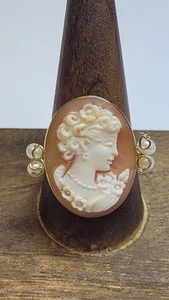 Amedeo M&M Scognamiglio 14k Yellow Gold Carved Shell Cameo Ring Size 10.75 - Picture 1 of 7