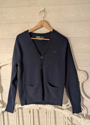 Cárdigan Suéter Vintage Polo Ralph Lauren Lana Corderos Azul Para Hombre S Preppy Foto 1 de 4
