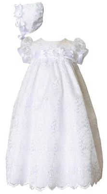 Vestido de Bautizo Jada Brillante Floral Organza Ocasión Especial - Blanco 03 Foto 1 de 4