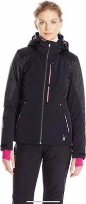 Chaqueta de esquí Spyder Facyt para mujer talla 6 pequeña ajustada a medida negra rosa invierno Foto 1 de 2