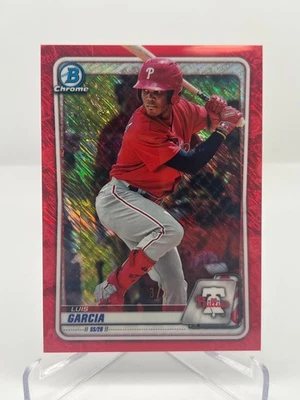2020 BOWMAN CHROME LUIS GARCIA 3/5 RED SHIMMER REFRACTOR NO. BCP-126 PHILLIES - Image 1 of 2