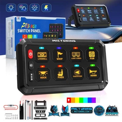 Panel de interruptor de 8 velocidades RGB sistema de relé de control de circuito impermeable para coche barco RV Foto 1 de 4