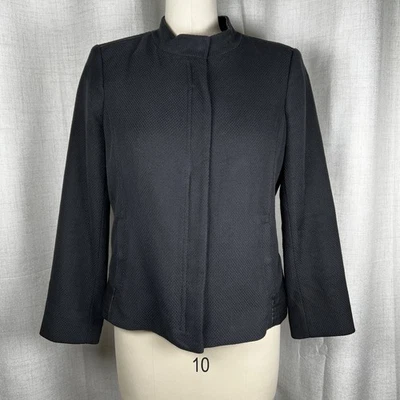 Chaqueta acolchada Vince grande negra de cuero genuino algodón en contraste con cremallera Foto 1 de 4