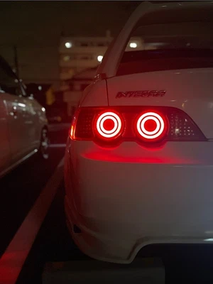 Lanternas traseiras de LED Integra-R acrílico carbono halo duplo JDM Honda DC5 USDM Acura RSX - Imagem 1 de 4