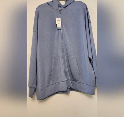 Moletom com capuz Hollister Gilly Hicks Cool Down feminino azul com zíper tamanho grande GG novo com etiquetas - Imagem 1 de 3