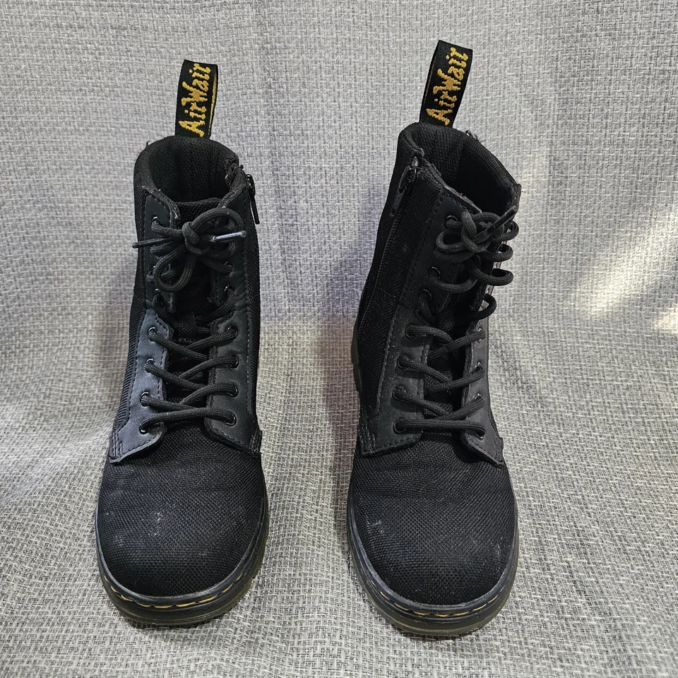 Doc Dr. Martens Kids Girls Sz 3 Black Lace Up Boots Side Zip Air Wair Combs J - Image 1 of 4