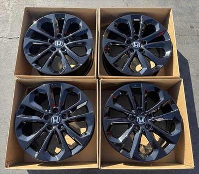 Juego (4) llantas negras brillantes Honda Accord de 18" OEM 64048 2010-2019 de fábrica Foto 1 de 4