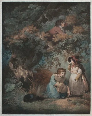 Robert Mitchell Meadows Obsternte Biedermeier Farbstich nach Morland um 1810 - Bild 1 von 2