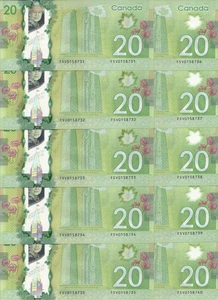 Canada 2012 $20 POLYMER Macklem * Carney FSV pick #108a Bundle 10pcs - Picture 1 of 3