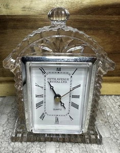 Vintage Fifth Avenue Crystal LTD Analog Lead Crystal Mantel Clock Not Tested - Picture 1 of 6
