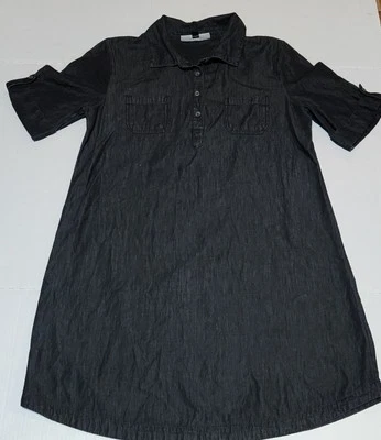 Karen Scott Denim Black Cotton Short Sleeve Shirt Dress Sz M - Image 1 of 4