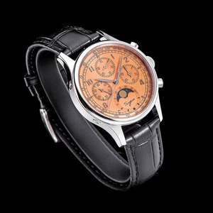 Seagull 1963 Sugess MoonPhase Master Chronograph Mechanical Men Watch 40MM Black - Imagen 1 de 11