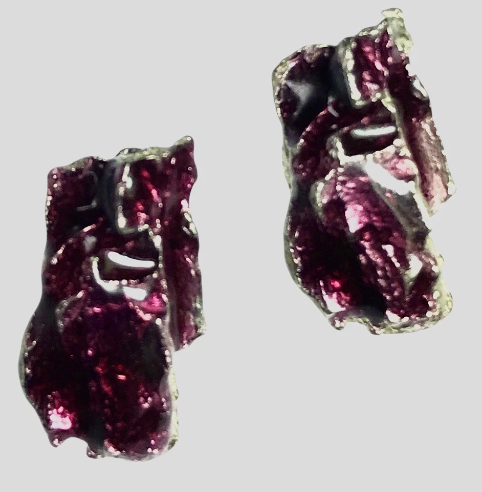 Biche De Bere boucles d’oreilles Clou Métal Argenté Émaillé Violet - Photo 1/2