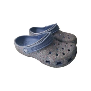 Crocs Classic Clogs Youth Kids Junior Size J 2 Purple Blue Sparkles - Picture 1 of 10