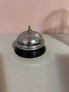 Front Desk SERVICE BELL Silvertone Metal With Black Plastic Base - Bild 1 von 1