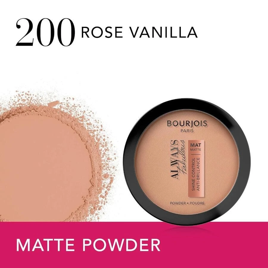 3 × Bourjois Always Fabulous Shine Control Matte Powder 10g - 200 Rose Vanilla - Image 1 of 1