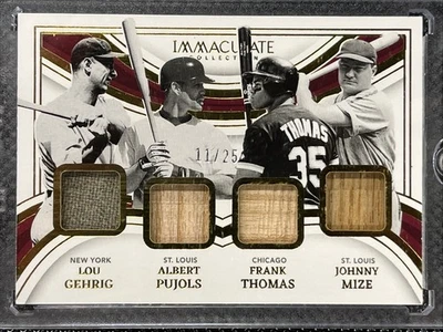 2023 Imacculate Legends /25 Albert Pujols Lou Gehrig Frank Thomas Johnny Mize - Image 1 of 2