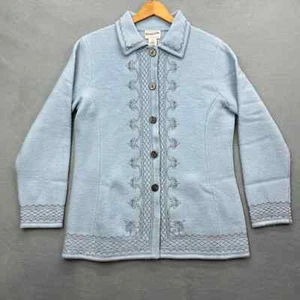 PENDLETON Womens Merino Wool Sweater Jacket Cardigan Button Front Blue Small - Picture 1 of 7