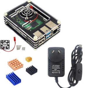 Raspberry Pi 4 Accessories Power Supply Case with Fan Heatsink - Foto 1 di 7