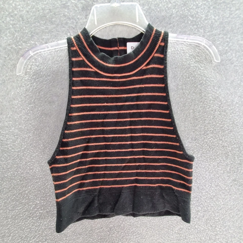 Suéter Victoria's Mujer Mediano Negro Rayas Recortado Chaleco Sin Mangas Foto 1 de 4