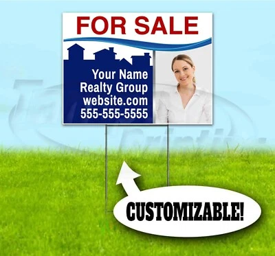 FOR SALE REALTOR CUSTOM 18x24 Yard Sign WITH STAKE Bandit USA REALTY REAL ESTATE - Image 1 of 4