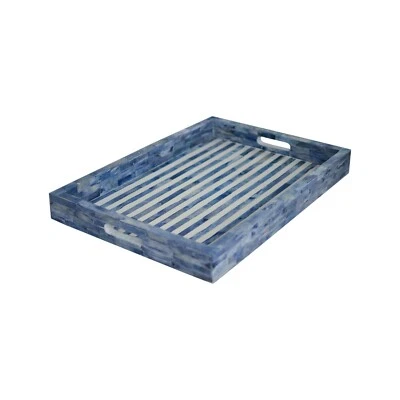 Bone inlay tray - Striped Denim - Image 1 of 4