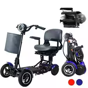 Foldable 4 Wheel Mobility Scooter Folding Drive Device for Seniors Adults Blue - Picture 1 of 15