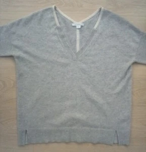 duffy luxury grey with cream edgingcashmere jumper small worn a couple of times - Picture 1 of 8