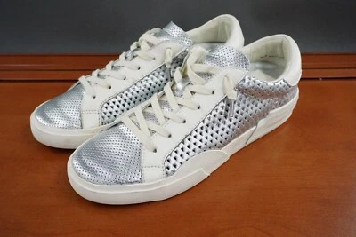 Dolce Vita Zina Womens 10 Shoes Silver Leather Low Top Lace Up Fashion Sneakers - Image 1 of 4