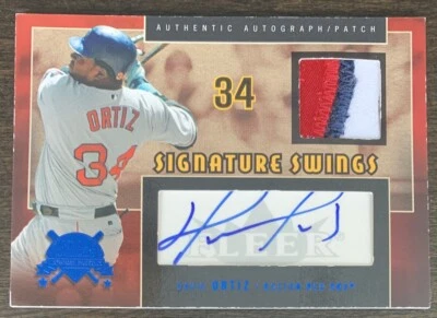 Parche azul David Ortiz 2005 Fleer National Pasatime Signature Swings automático 4/34 Foto 1 de 2