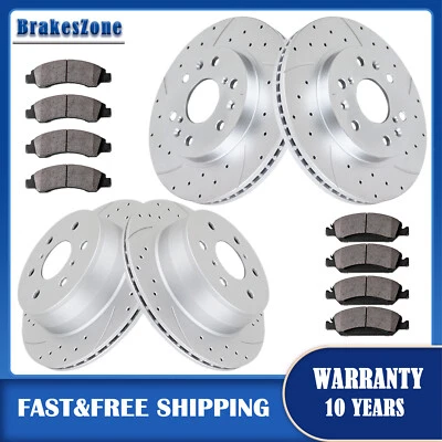 Pastillas de rotores de freno delanteras traseras aptas para Chevrolet Tahoe 2015-2020 perforadas ranuradas Foto 1 de 4