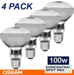 4 x 100W Incandescent R80 Reflector Light Globes Bulbs Screw E27 Dimmable ES - Picture 1 of 6
