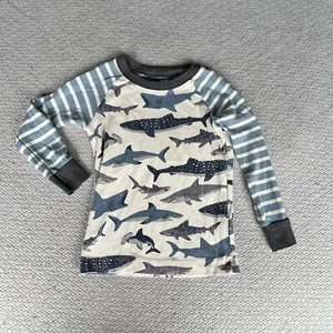 Hatley Grey Blue Boys Long Sleeve Crewneck Shark Whale 100% organic cotton Top 4 - Picture 1 of 5