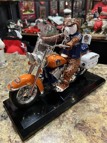 Auburn Tigers Aubie hand carved mascot on custom bike figurine Cover