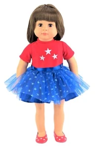 Patriotic Red White & Blue TuTu Dress fits 18" American Girl Size Doll - Picture 1 of 3