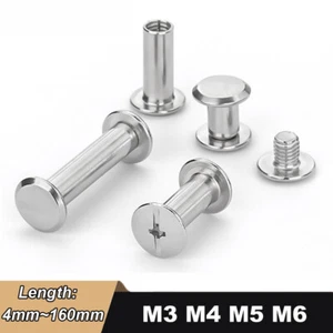 Chicago Screws A2 Stainless Steel Belt Bolt Craft Stud Bind Rivet Binding M3-M6 - Picture 1 of 8