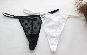 Women Sexy Thongs Dot Mesh T-back Underwear High Cut G-string panties XS-S-M-L - Picture 1 of 10