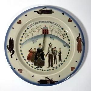 Plato de gres Otagiri Japón AMAOS UNOS A OTROS Carol Endres 8,25" arte popular - Imagen 1 de 5